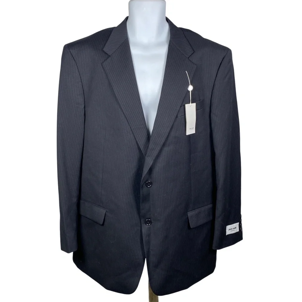 Pierre Cardin Pinstripe 2 Button Blazer Suit Coat Mens Size 46R Worsted Wool